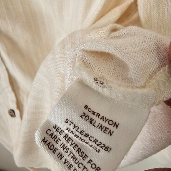 EUC BLU PEPPER PINSTRIPE LINEN BLEND BUTTON DOWN SHIRT TOP SIZE M - Picture 11 of 13